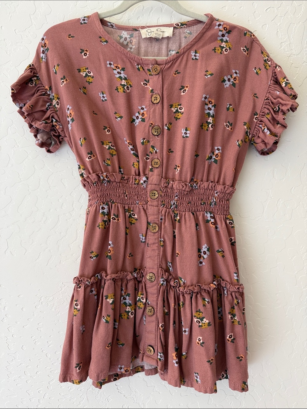 🌸 Jessica Simpson Dusty Rose Floral Button-Front Dress - Size 5